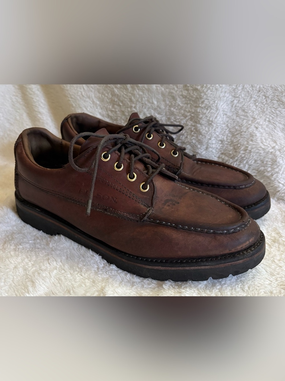 Men’s Filson Uplander Moc Toe Low Boots Brown Leather 9.5 D USA